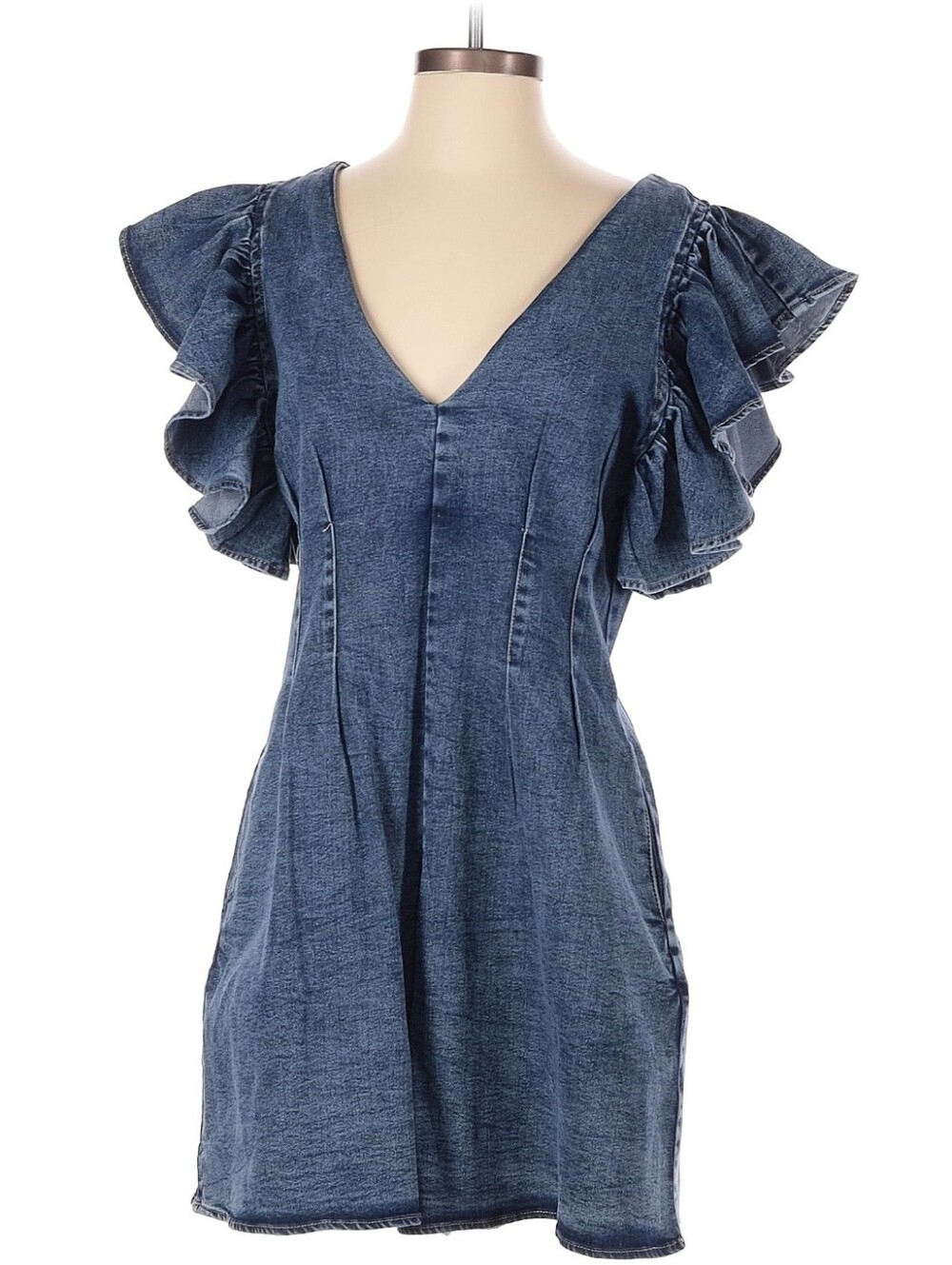 Bella Ella Boutique 'Hello Honey' Denim Fit And Flare Romper (M) NEW